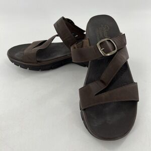 Skechers Relaxed Fit Yoga Foam Strappy Slide On By Flip Flop Sandals Brown 9